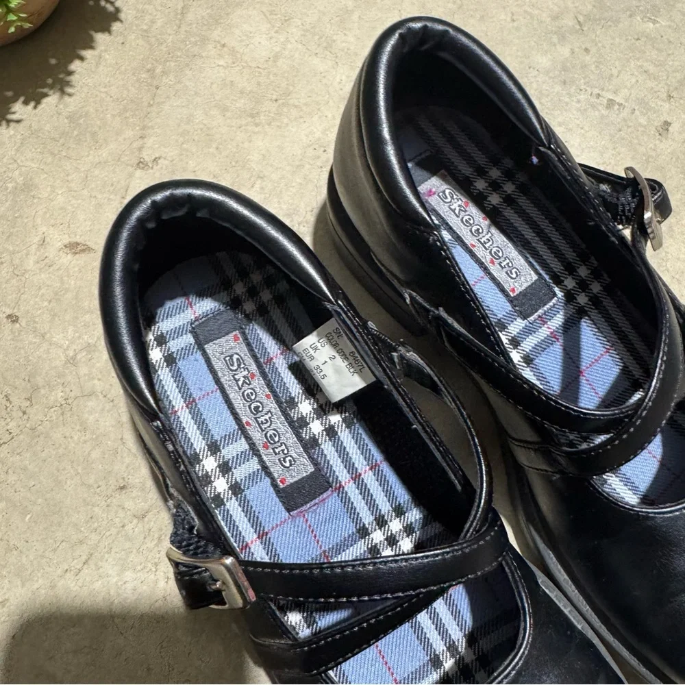 Sketchers Vtg Y2K‎ Black Mary Jane Shoes Girls Size 2 Coquette Academia School